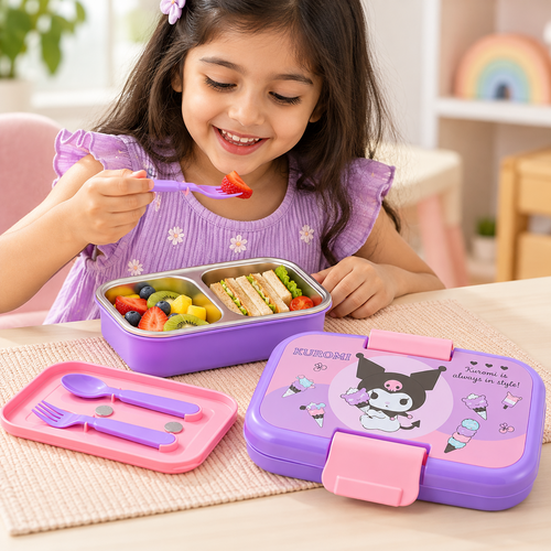 Original Kuromi Stainless Steel Insulated Lunch Box – 460ml | Purple