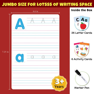 Alphabets Write & Wipe Jumbo Flash Cards with Marker Pen