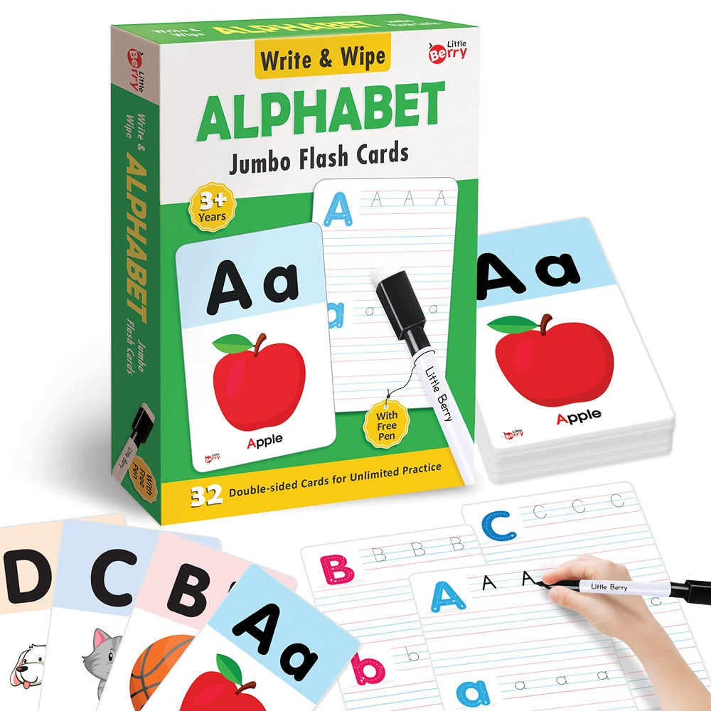 Alphabets Write & Wipe Jumbo Flash Cards with Marker Pen