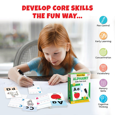 Alphabets Write & Wipe Jumbo Flash Cards with Marker Pen