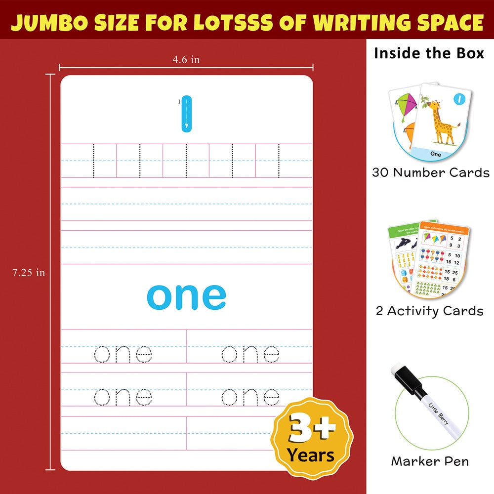 Numbers Write & Wipe Jumbo Flash Cards with Marker Pen