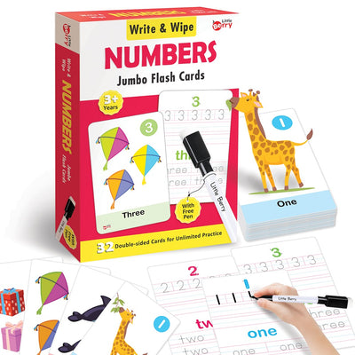 Numbers Write & Wipe Jumbo Flash Cards with Marker Pen