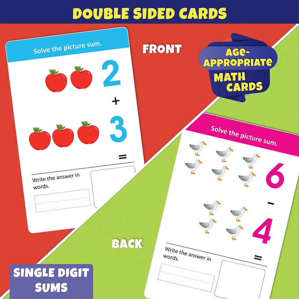 Addition & Subtraction Write & Wipe Jumbo Flash Cards with Marker Pen