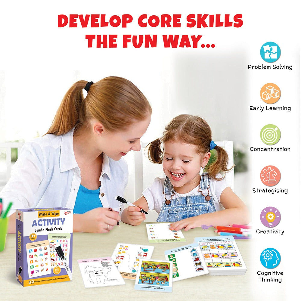 Activity Write & Wipe Jumbo Flash Cards With Marker Pen