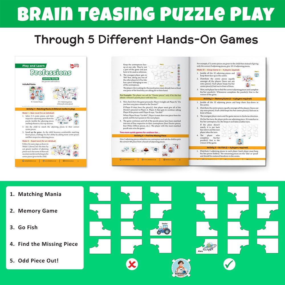 Buy Play & Learn Professions – 40 Pieces Puzzle and Activity Book (3-6 ...