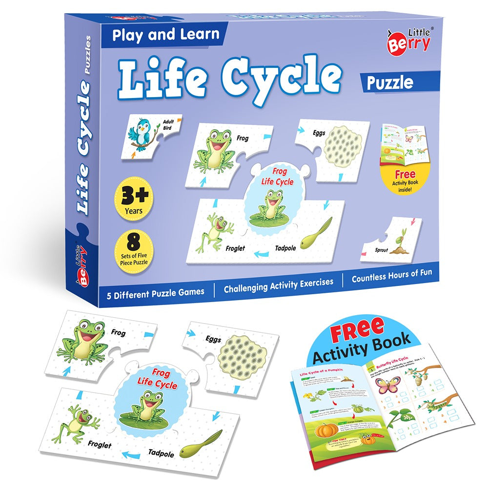 Life Cycle Play and Learn Puzzle with Activity Book (40 Pieces)