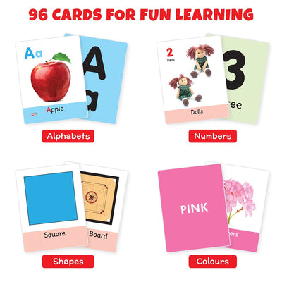 Big Flash Cards Alphabets, Numbers, Shapes and Colours (Set of 3) | 96 Cards