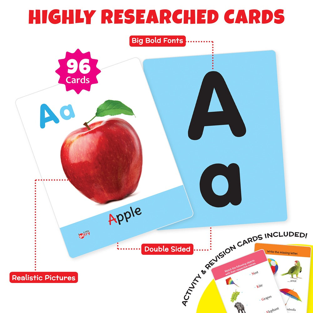 Big Flash Cards Alphabets, Numbers, Shapes and Colours (Set of 3) | 96 Cards