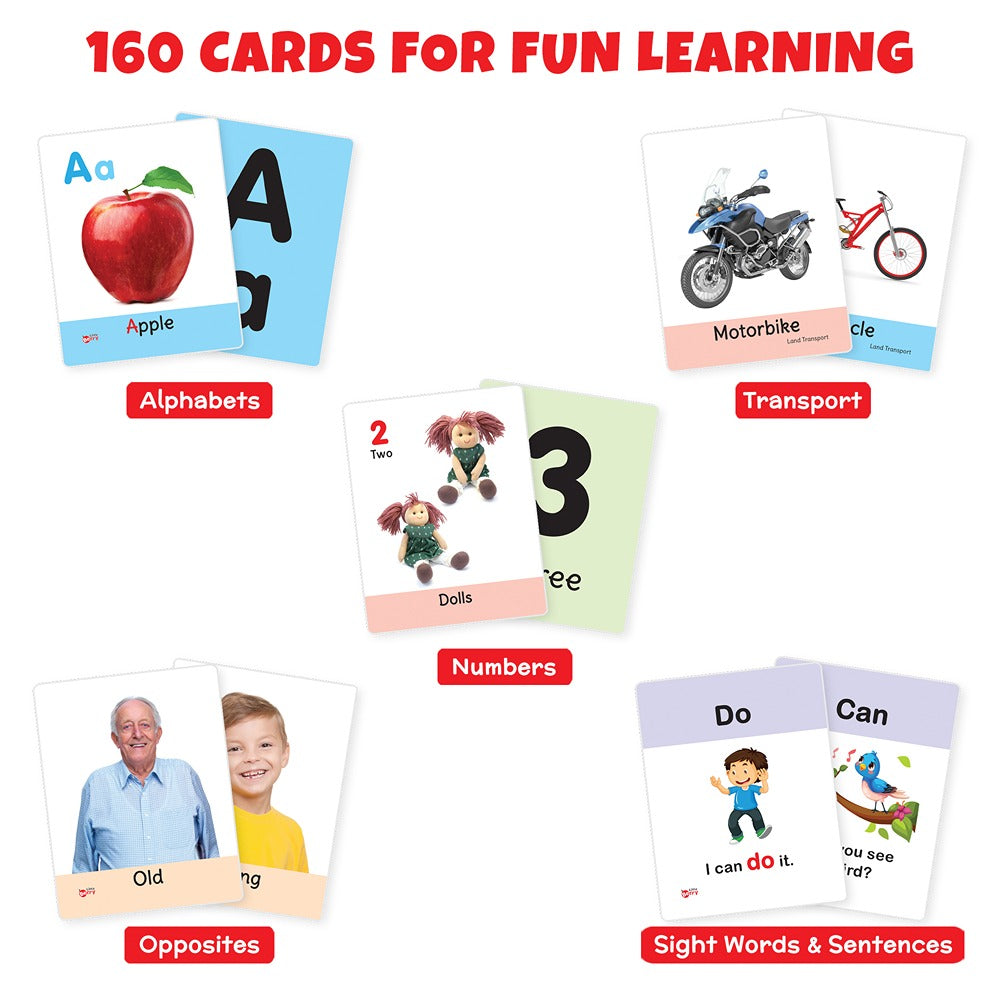 Big Flashcards ABC, Number, Transport, Opposite, Sight Word (Set of 5) | 160 Cards