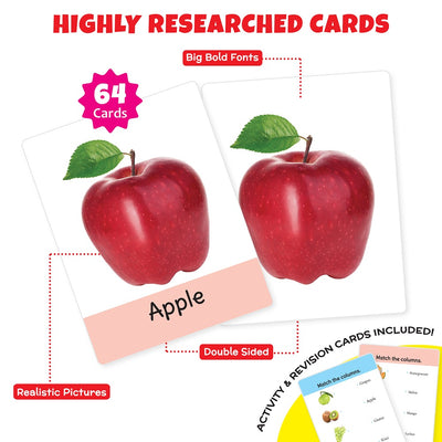 Learning and Educational Big Flash Cards Fruits and Vegetables (Set of 2) | 64 Cards