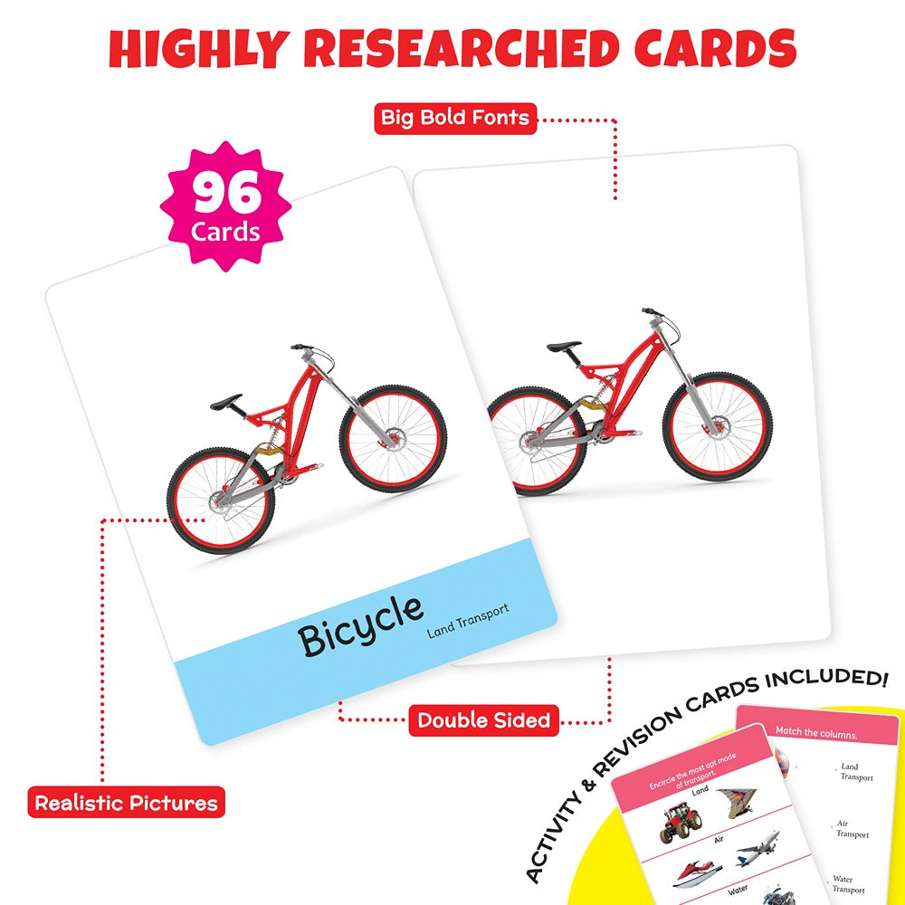 Big Flashcards Transport, Opposite & Sight Words (Set of 3) | 96 Cards