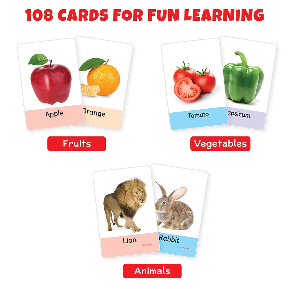 My First Flash Cards Fruits, Vegetable & Animal (Set of 3) | 108 Cards