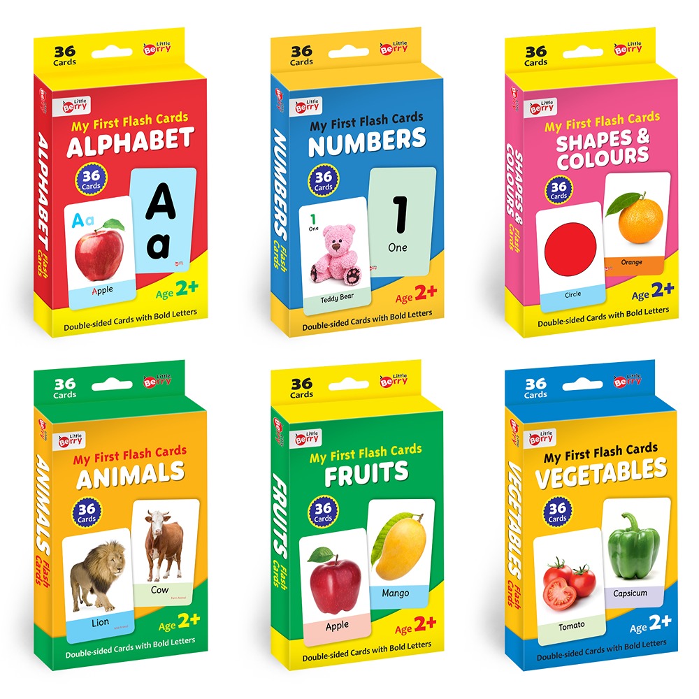 My First Flash Cards Letters, Numbers, Shapes, Colours, Animals, Fruits and Vegetables (Set of 6)| 216 Cards