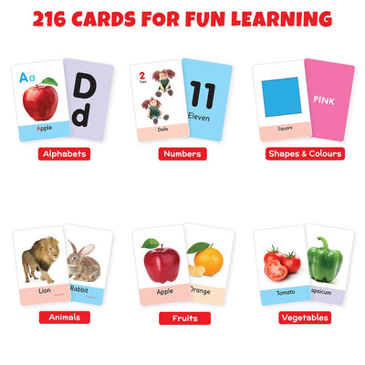 My First Flash Cards Letters, Numbers, Shapes, Colours, Animals, Fruits and Vegetables (Set of 6)| 216 Cards