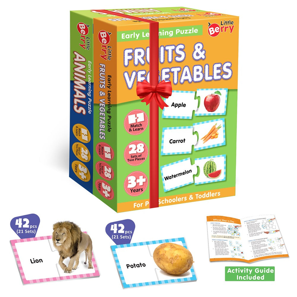 Fruits, Vegetables and Animals Early Learning Puzzles (Set of 2)