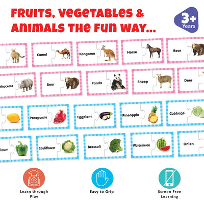 Fruits, Vegetables and Animals Early Learning Puzzles (Set of 2)