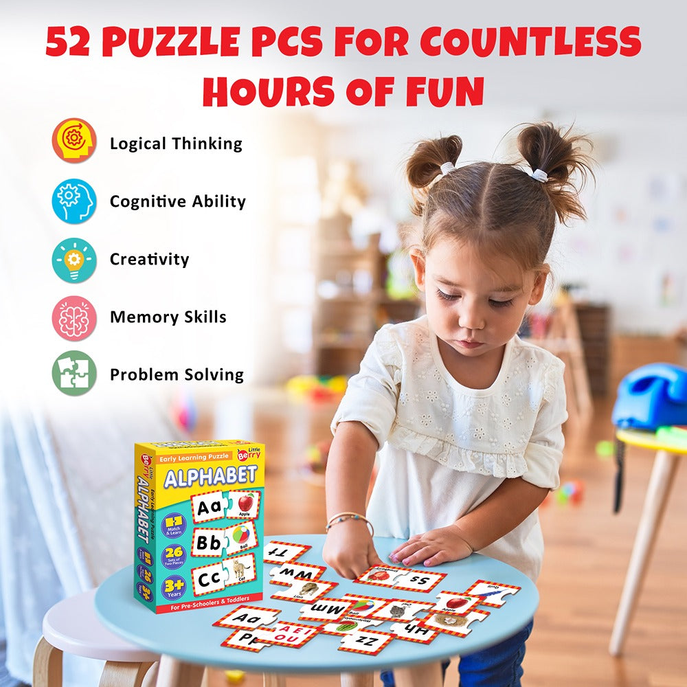 Alphabet Learning Puzzle (52 Pcs) & Flash Cards for Kids (32 Write & Wipe Cards)