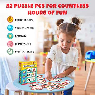 Alphabet Learning Puzzle (52 Pcs) & Flash Cards for Kids (32 Write & Wipe Cards)