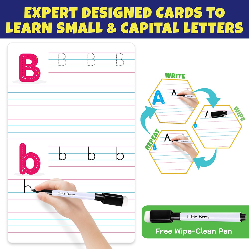 Alphabet Learning Puzzle (52 Pcs) & Flash Cards for Kids (32 Write & Wipe Cards)