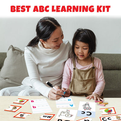 Alphabet Learning Puzzle (52 Pcs) & Flash Cards for Kids (32 Write & Wipe Cards)