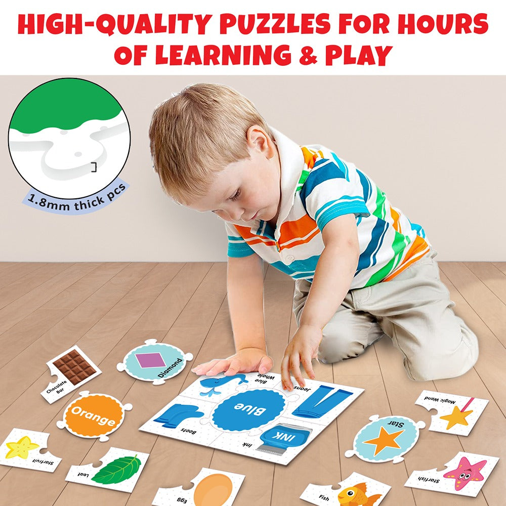 Shapes and Colours Puzzle Combo With Activity Book and Flash Cards (112 Pieces)