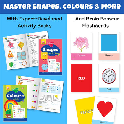 Shapes and Colours Puzzle Combo With Activity Book and Flash Cards (112 Pieces)