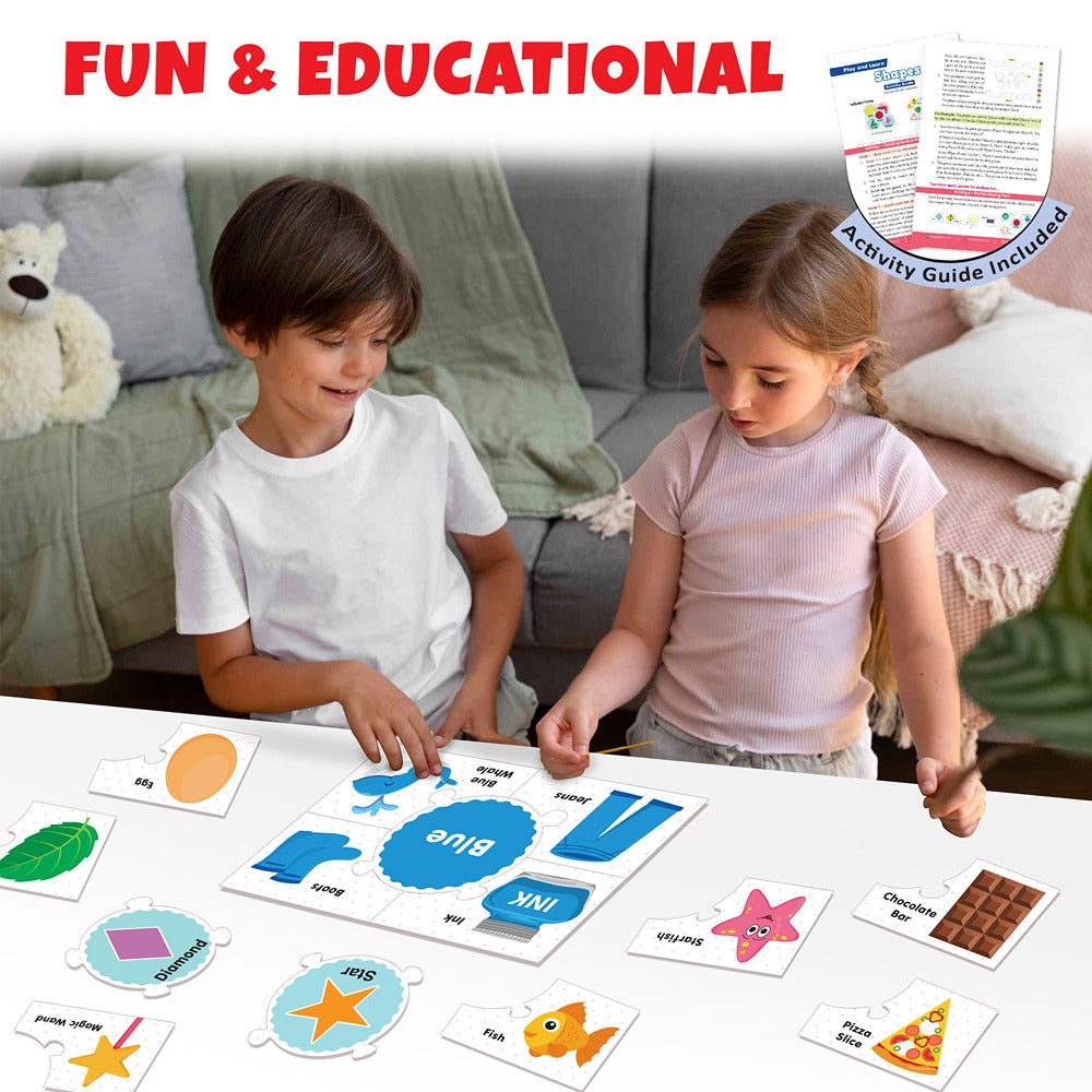 Shapes and Colours Puzzle Combo With Activity Book and Flash Cards (112 Pieces)