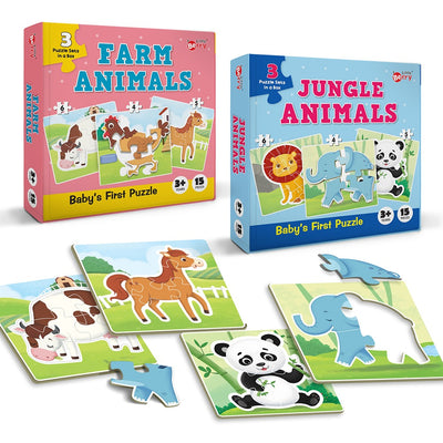 Baby’s First Jigsaw Puzzle Jungle Animals and Farm Animals (Set of 2) | 30 Pieces