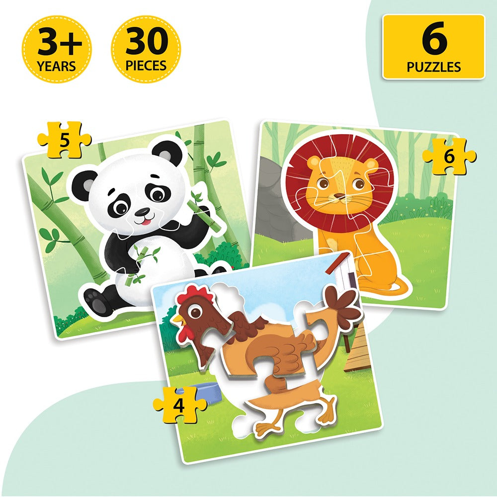 Baby’s First Jigsaw Puzzle Jungle Animals and Farm Animals (Set of 2) | 30 Pieces