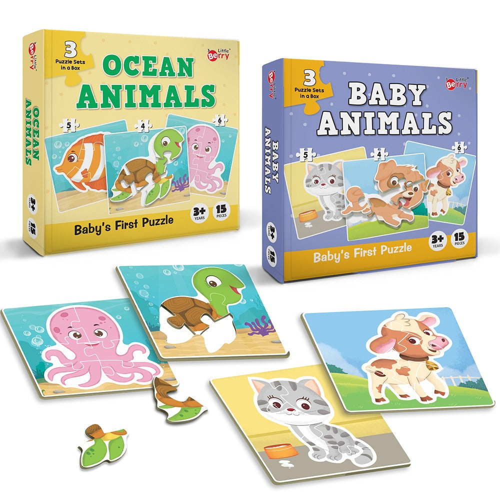 Baby’s First Jigsaw PuzzleBaby Animals and Ocean Animals (Set of 2)