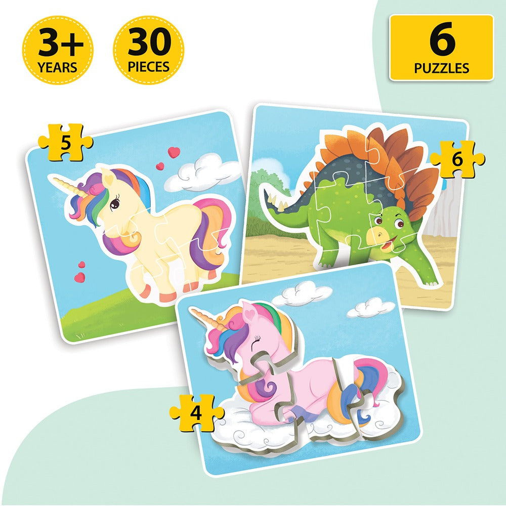 Baby’s First Jigsaw Puzzle World of Dinosaurs and Magical Unicorns (Set of 2) | 30 Pieces