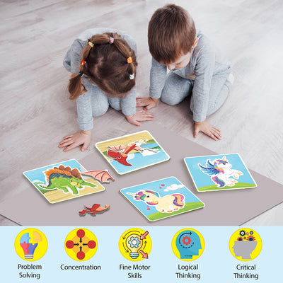 Baby’s First Jigsaw Puzzle World of Dinosaurs and Magical Unicorns (Set of 2) | 30 Pieces