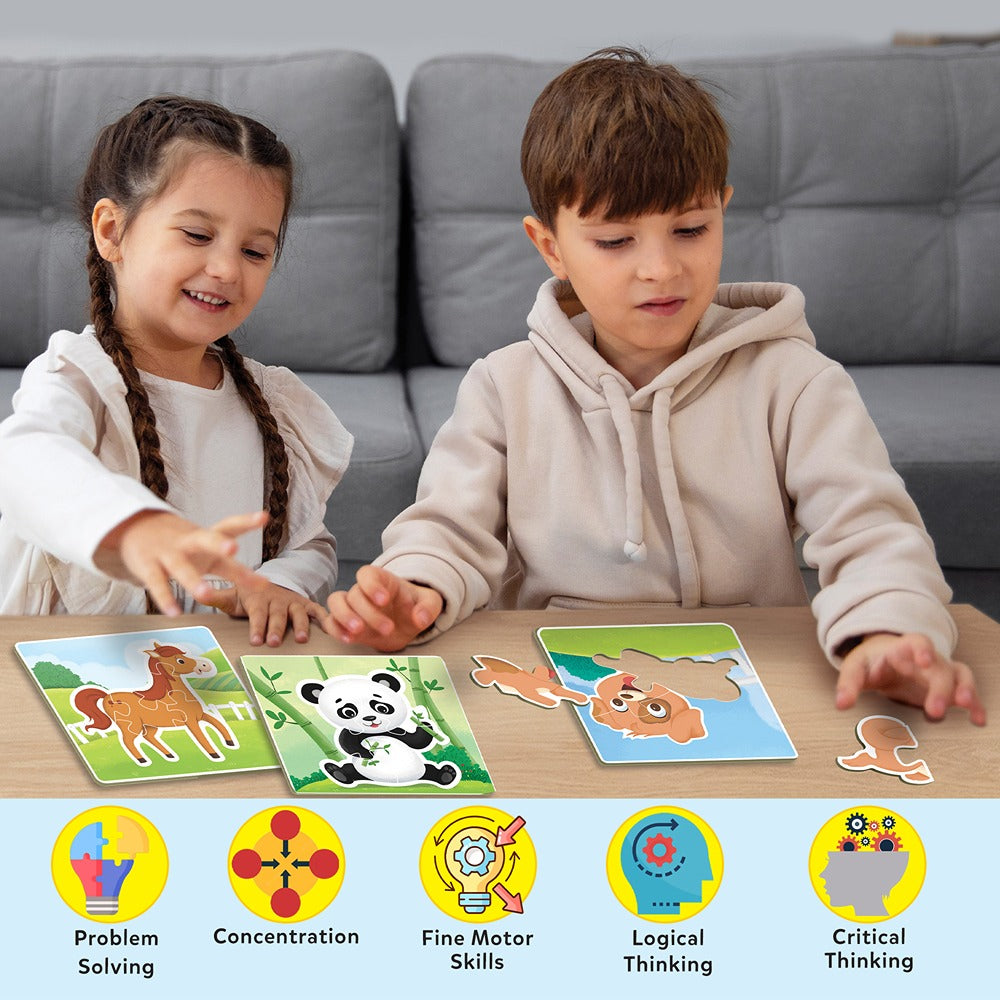 Baby’s First Jigsaw Puzzle Jungle Animals, Farm Animals & Baby Animals (Set of 3) | 45 Pieces