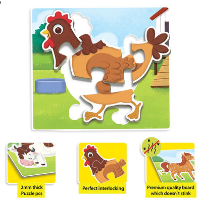 Jigsaw Puzzle Professions, Transport, Fruits, Vegetables and Animals (set of 6) | 90 Pieces