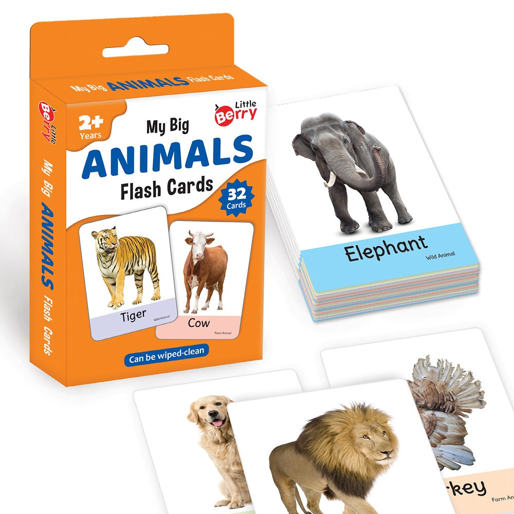 Learning and Educational Animals Flash Cards (32 Cards)