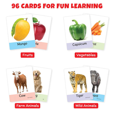 Big Flash Cards Fruits, Vegetables and Animals (Set of 3)| 96 Cards