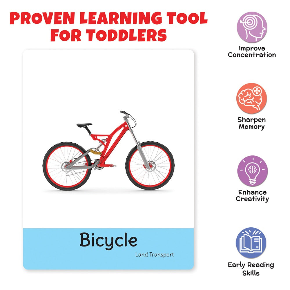 Educational and Learning Transport Flash Cards (32 Cards)