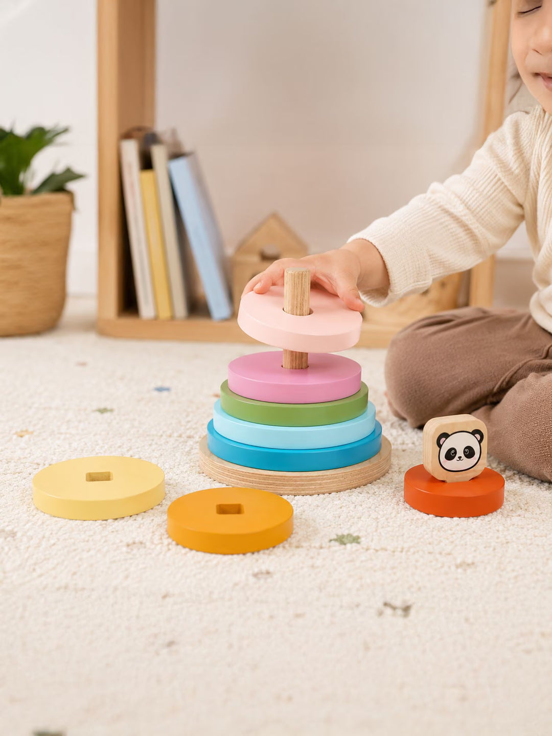 Wooden Ring Stacker Toy for Babies | 10 Pieces