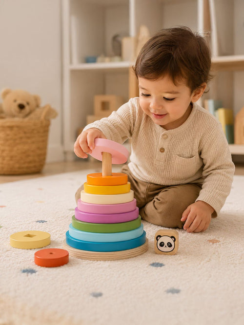 Wooden Ring Stacker Toy for Babies | 10 Pieces