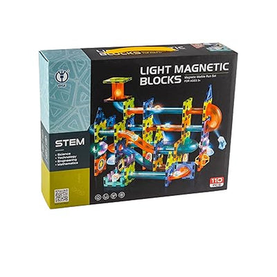 Light Magnetic Tiles Magnetic Marbel Run Building Blocks Set (110 pcs)