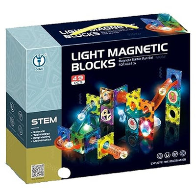 Magnetic Marble Run Light Magnetic Tiles Building Blocks for Kids (49 Pc)