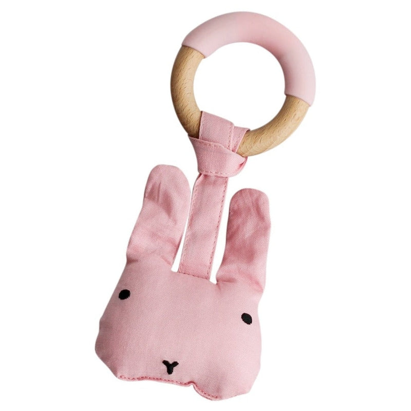 Wood Plush Rattle Teether Toy - Rabbit