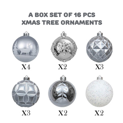 Silver White Disco Shimmer Christmas Ball Tree Ornaments