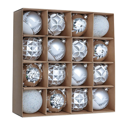 Silver White Disco Shimmer Christmas Ball Tree Ornaments