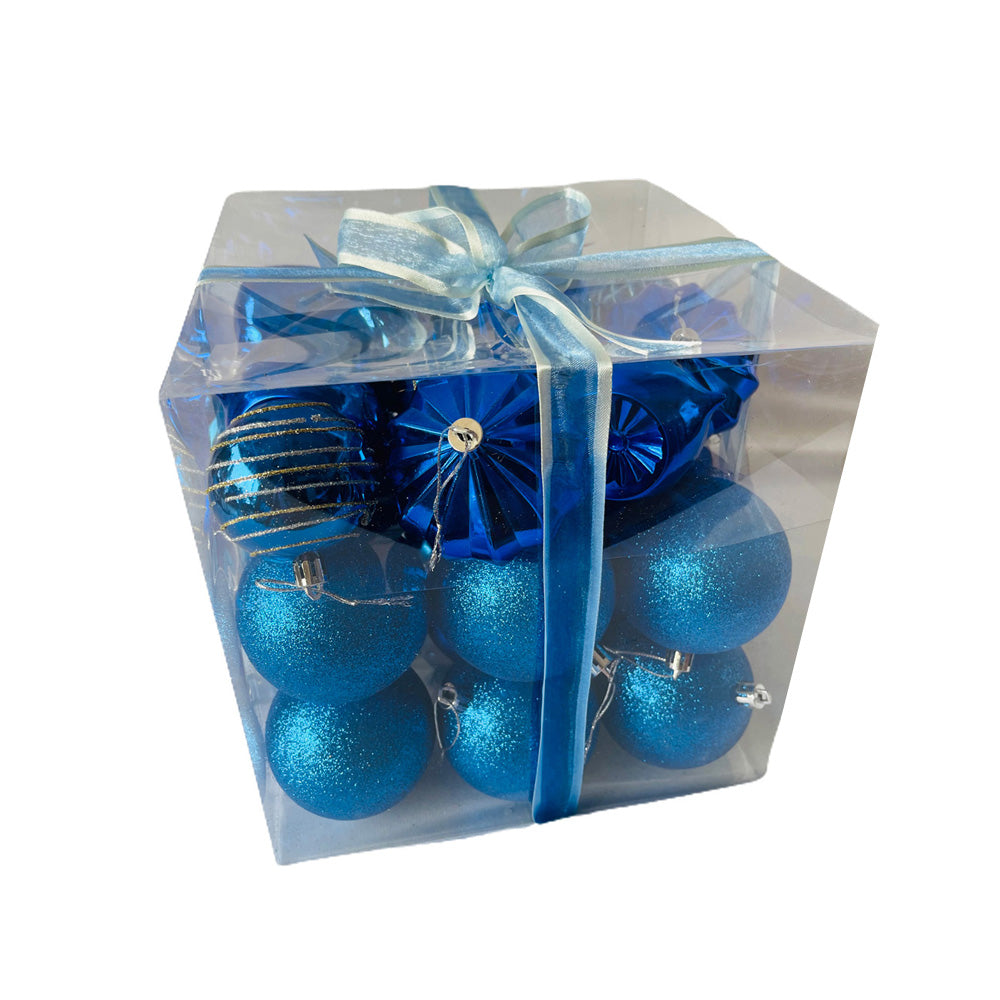 Shiny Metallic Cobalt Blue Hanging Christmas Tree Ornaments (29 Pcs)