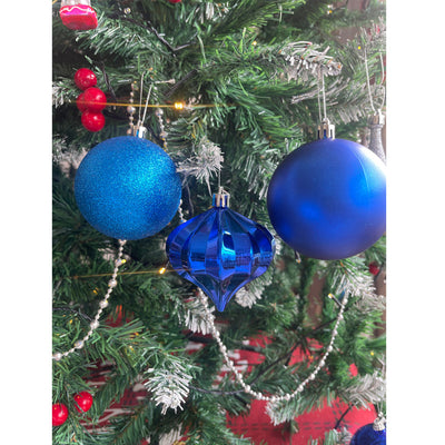 Shiny Metallic Cobalt Blue Hanging Christmas Tree Ornaments (29 Pcs)