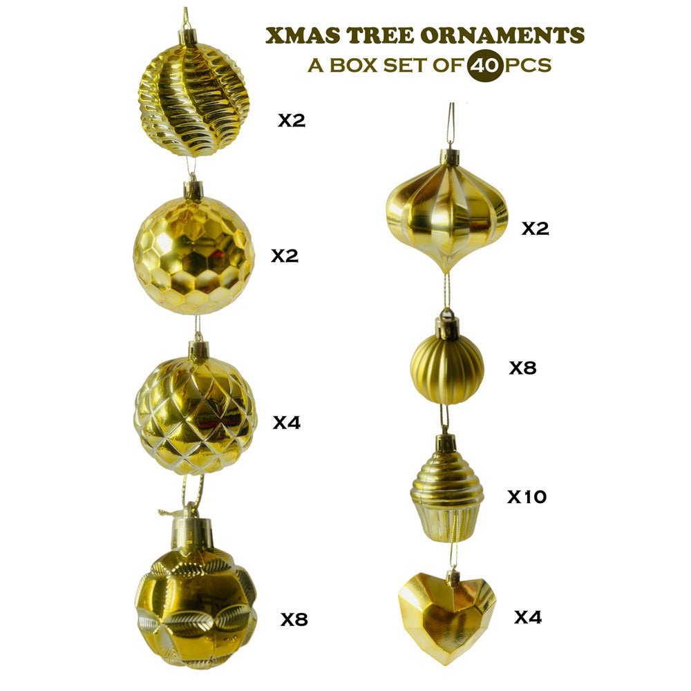 Christmas Ball Ornaments for Tree Hanging Decorations (40 Pcs Set)