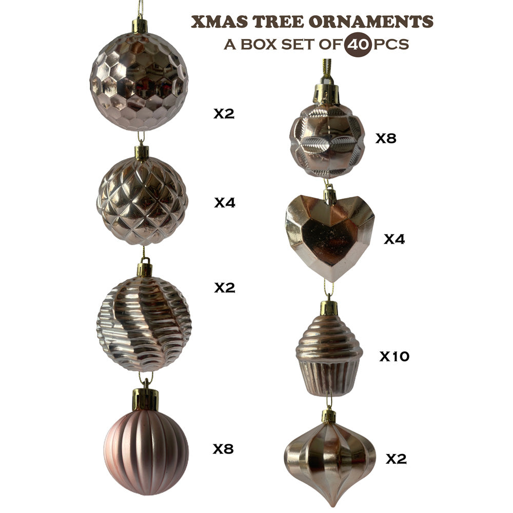 Christmas Ball Ornaments for Tree Hanging Decorations (40 Pcs Set)