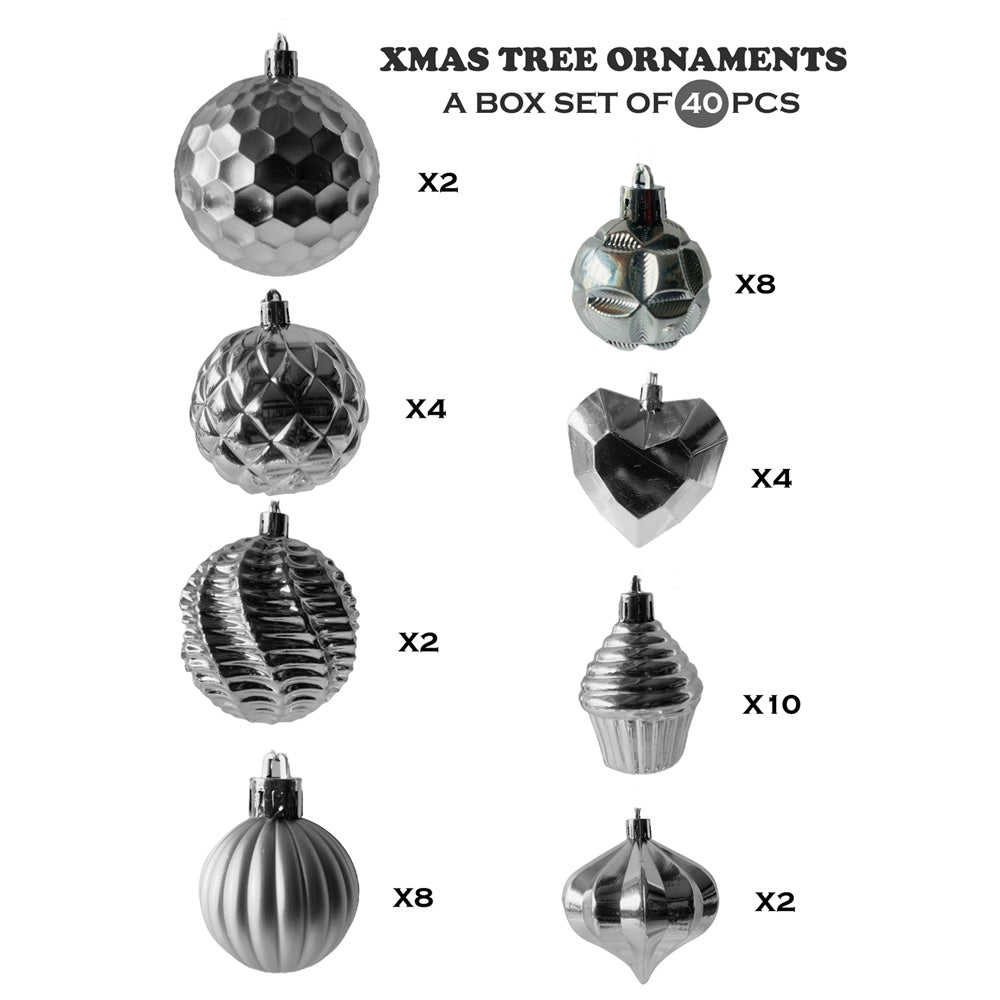Christmas Ball Ornaments for Tree Hanging Decorations (40 Pcs Set)