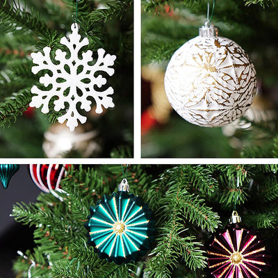 Maroon, Green and White Christmas Ball Tree Ornaments (50 Pcs)